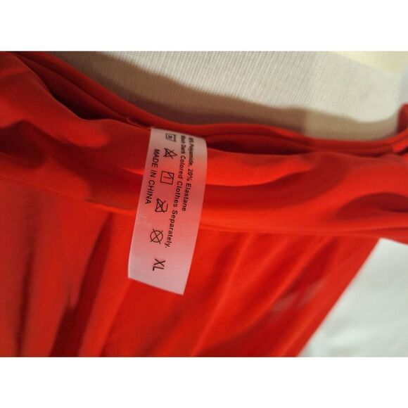 Womens 3 Piece Swimwear Halter Triangle Bikini Swimsuit Mesh Skirt Red Sz XL NEW - Picture 3 of 6